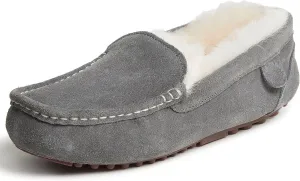 Dearfoams Women's Moccasin Slipper - Fireside Mel Indoor House Shoe with Genuine Shearling and Cozy Memeory Foam
