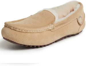 Dearfoams Women's Moccasin Slipper - Fireside Mel Indoor House Shoe with Genuine Shearling and Cozy Memeory Foam
