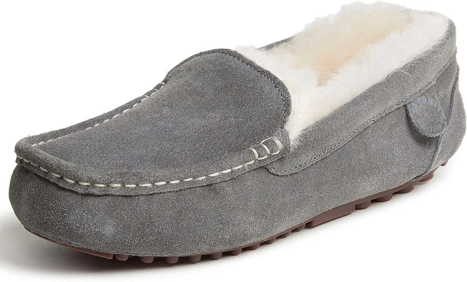 Dearfoams Women's Moccasin Slipper - Fireside Mel Indoor House Shoe with Genuine Shearling and Cozy Memeory Foam