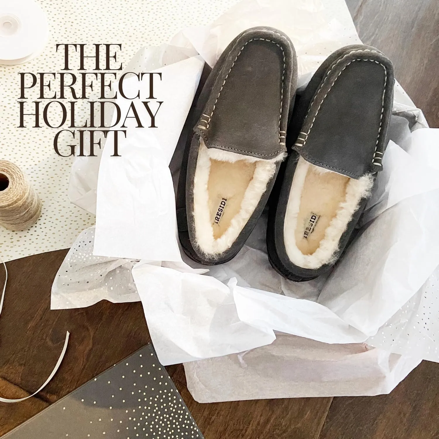 Dearfoams Women's Moccasin Slipper - Fireside Mel Indoor House Shoe with Genuine Shearling and Cozy Memeory Foam