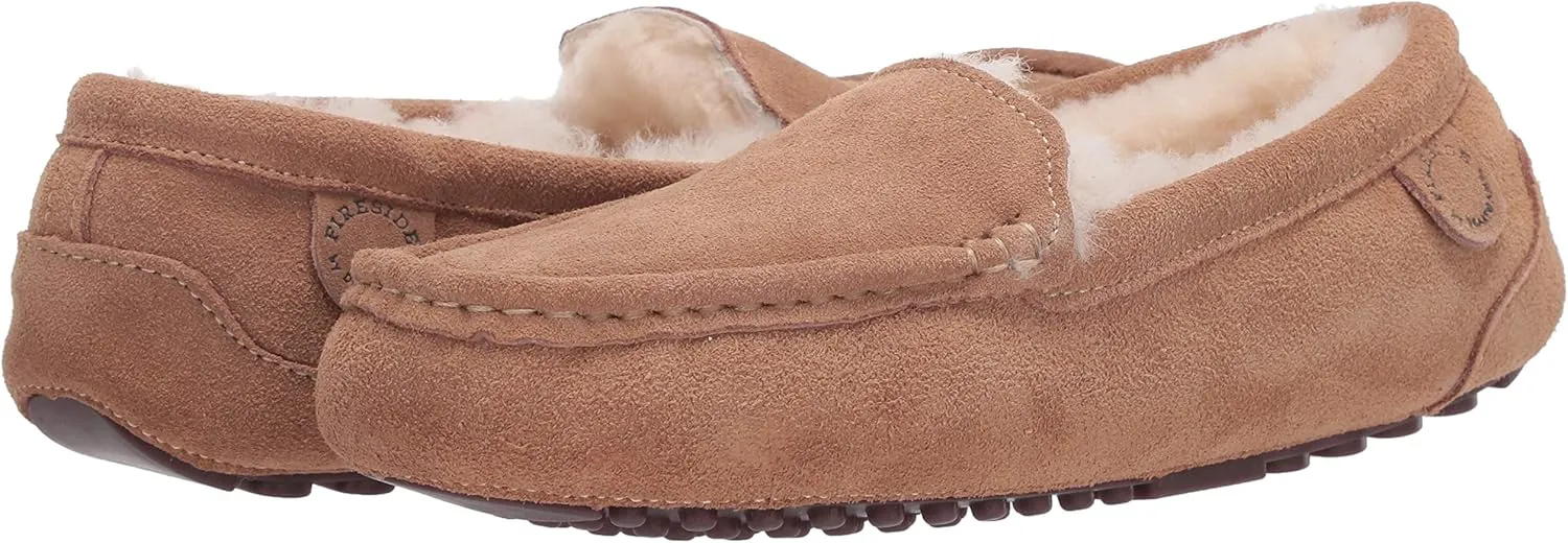 Dearfoams Women's Moccasin Slipper - Fireside Mel Indoor House Shoe with Genuine Shearling and Cozy Memeory Foam