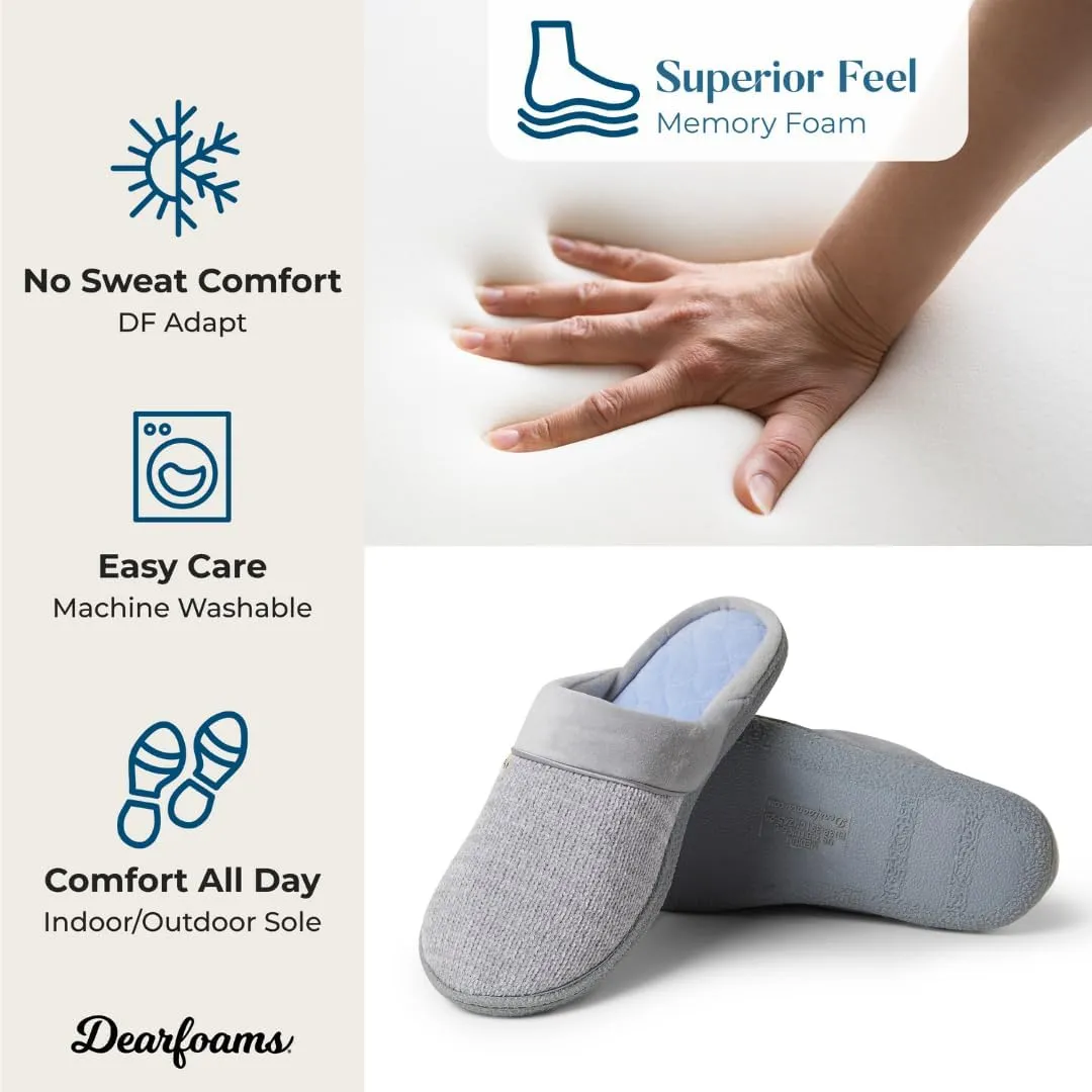 Dearfoams Women's Slip On Memory Foam Comfort Samatha Scuff House Slipper with Wide Widths