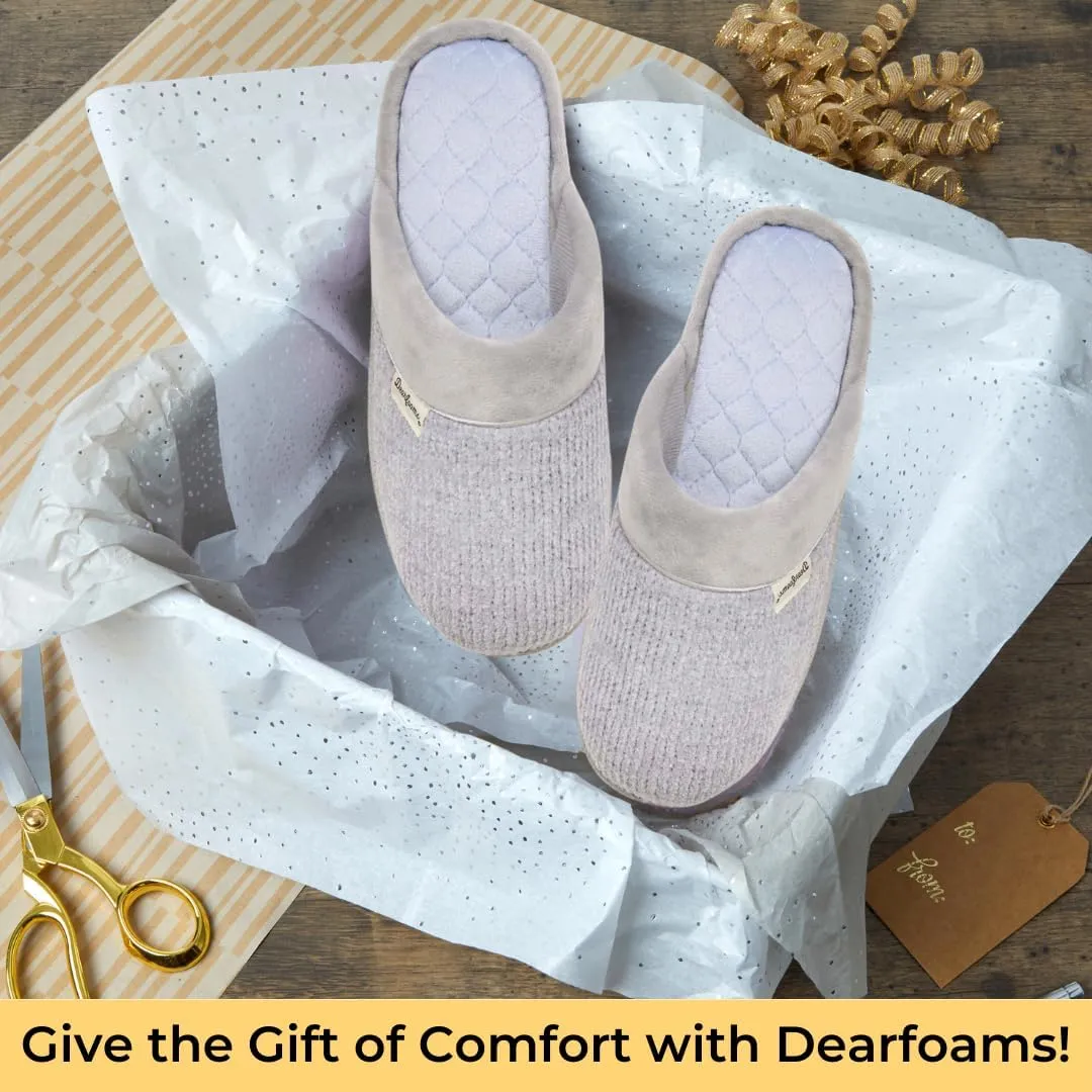 Dearfoams Women's Slip On Memory Foam Comfort Samatha Scuff House Slipper with Wide Widths