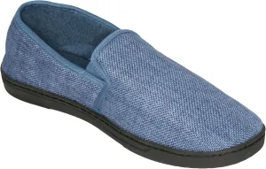 Deluxe Comfort Men's Memory Foam Slipper, Size 11-12 – Soft Linen 120D SBR Insole and Rubber Outsole – Pure Suede Shoes – Non-Marking Sole – Men's Slippers, Blue