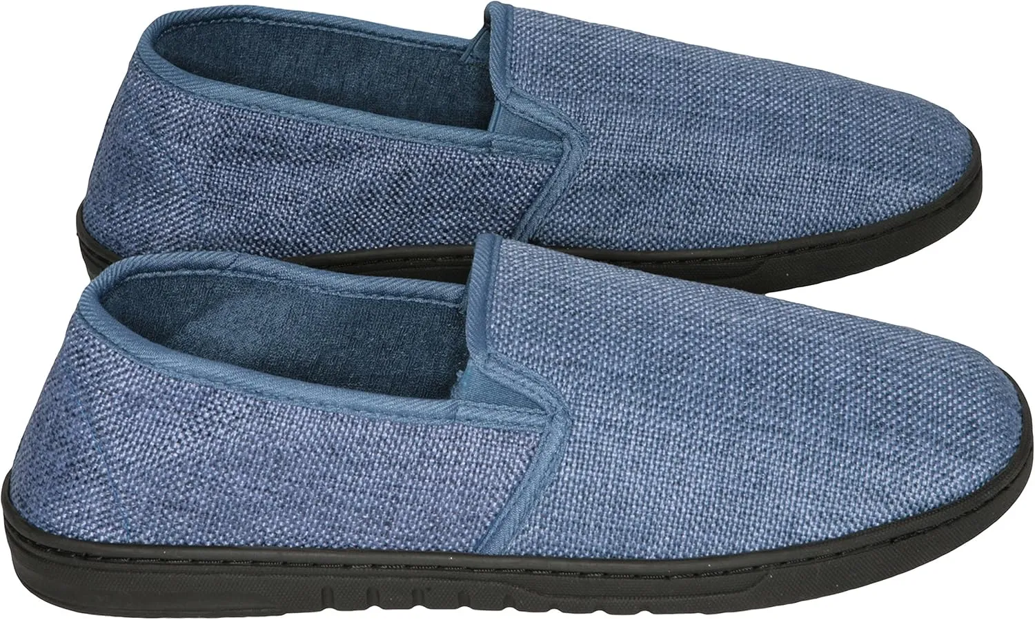 Deluxe Comfort Men's Memory Foam Slipper, Size 11-12 – Soft Linen 120D SBR Insole and Rubber Outsole – Pure Suede Shoes – Non-Marking Sole – Men's Slippers, Blue