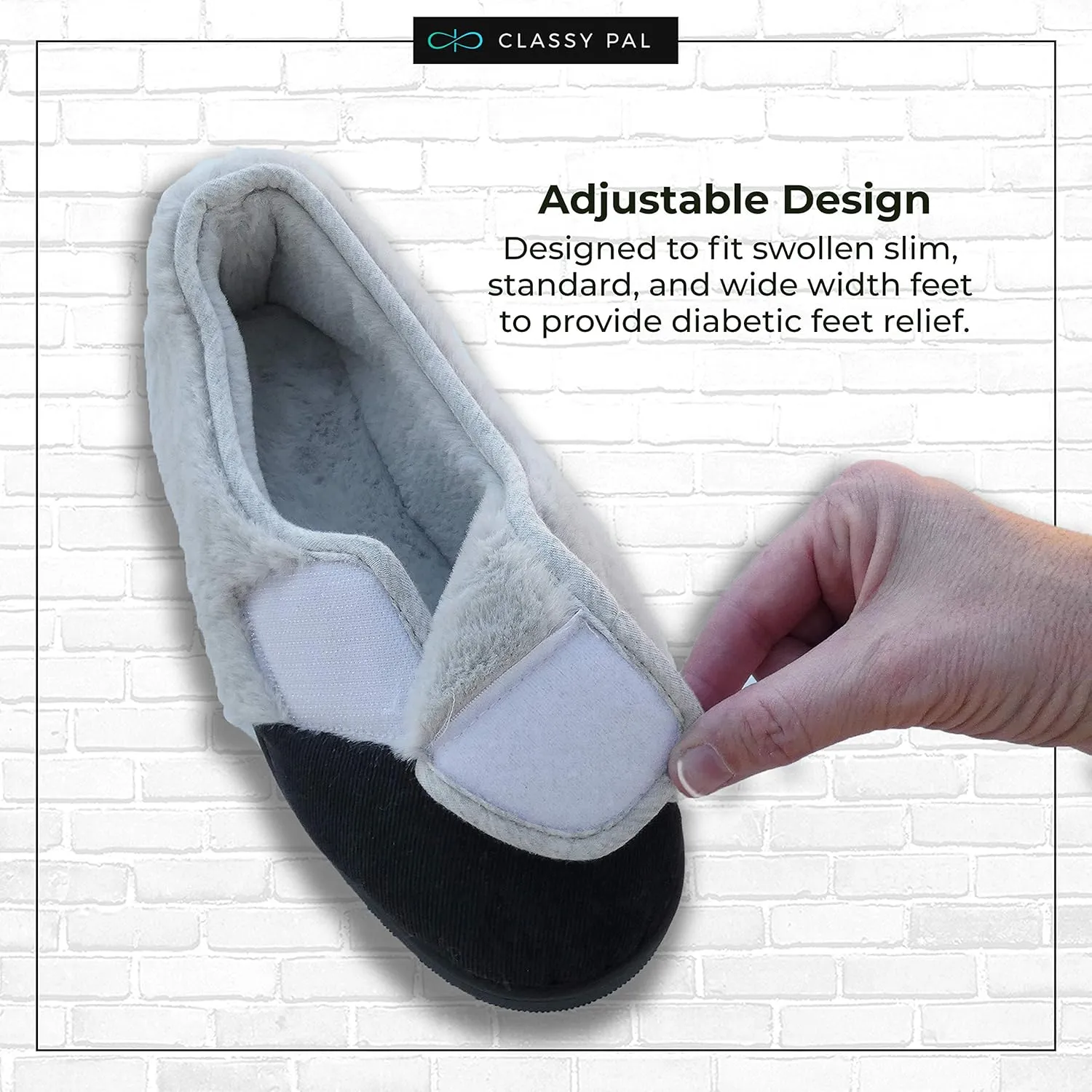 Diabetic Slippers for Women Memory Foam, Fuzzy Soft Wide Width Edema House Shoes For Swollen Feet