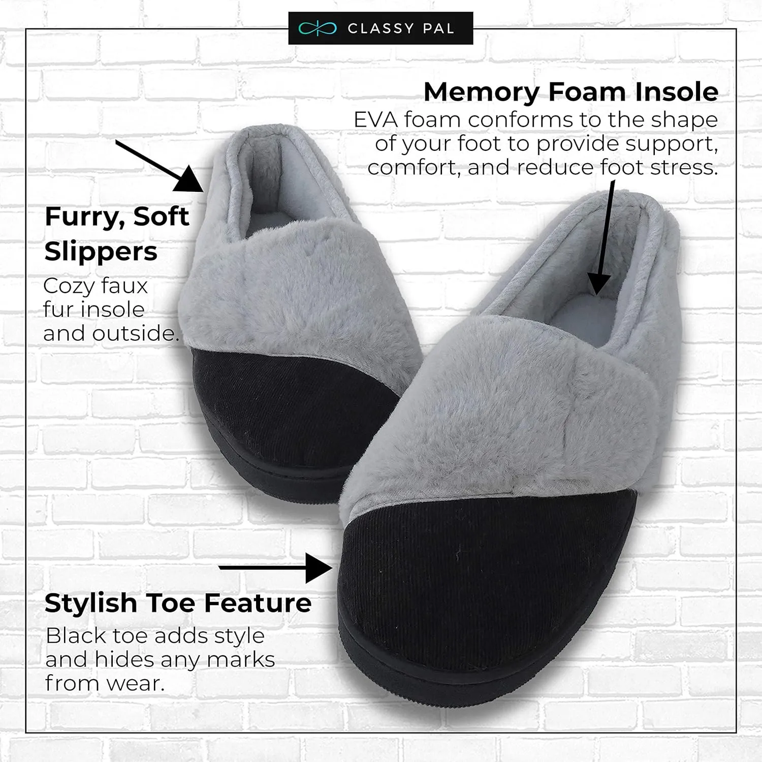 Diabetic Slippers for Women Memory Foam, Fuzzy Soft Wide Width Edema House Shoes For Swollen Feet