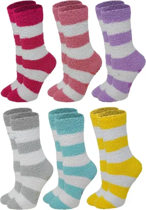 Different Touch 6 Pairs Pack Super Soft Cozy Fuzzy Winter warm Non Skid Hospital home bed Sleeping Slipper Socks