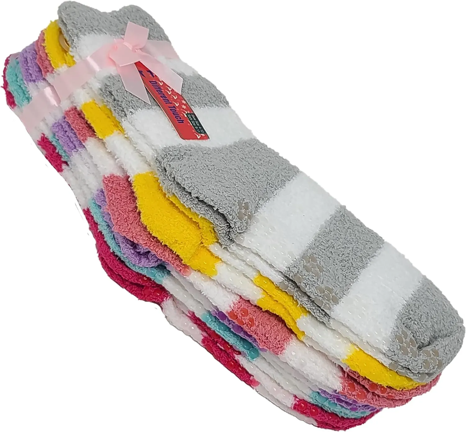 Different Touch 6 Pairs Pack Super Soft Cozy Fuzzy Winter warm Non Skid Hospital home bed Sleeping Slipper Socks