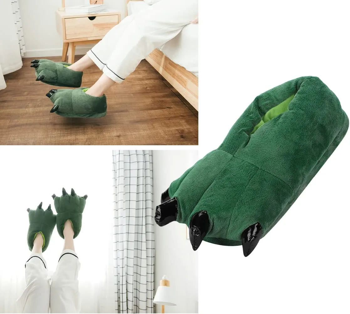 Dinosaur Slipper Plush Animal Claw Shoes for Adult Kid Halloween Costume Slippers Cute Tricky Paw Footwear Cosplay Party Prop