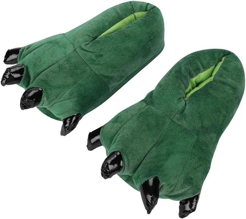 Dinosaur Slipper Plush Animal Claw Shoes for Adult Kid Halloween Costume Slippers Cute Tricky Paw Footwear Cosplay Party Prop