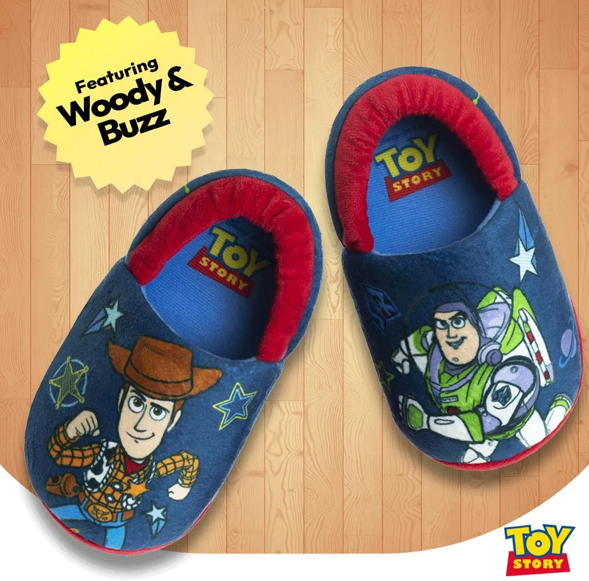 Disney Boys’ Toy Story Slippers – Buzz and Woody Fuzzy Slippers (Toddler/Kid)