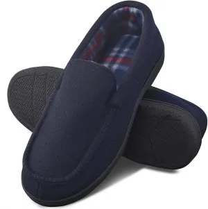 DL Men's Memory Foam Moccasin Slippers Breathable Moccasin Slippers Micro Wool House Shoes Anti-Slip Sole Indoor Outdoor