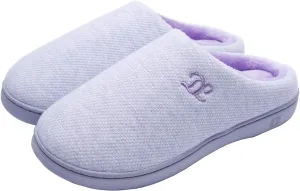 DL Womens Memory Foam Slippers, Cozy Slip on House Slippers for Women Indoor Outdoor, Comfy Women's Bedroom Slippers Warm Soft Flannel Lining Home Slippers Size 5-12 Purple Blue Pink Grey Navy Black