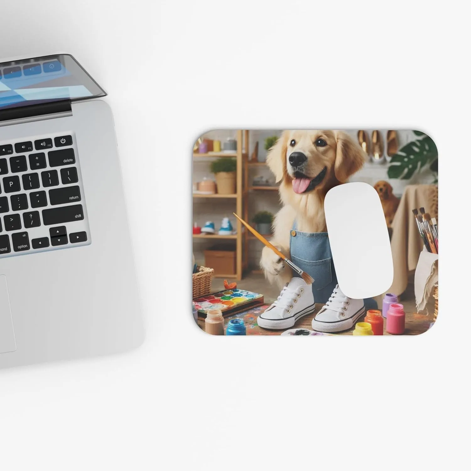 Dog Crafting Custom Sneakers Mouse Pad 9x8 Inch with Rubber Base