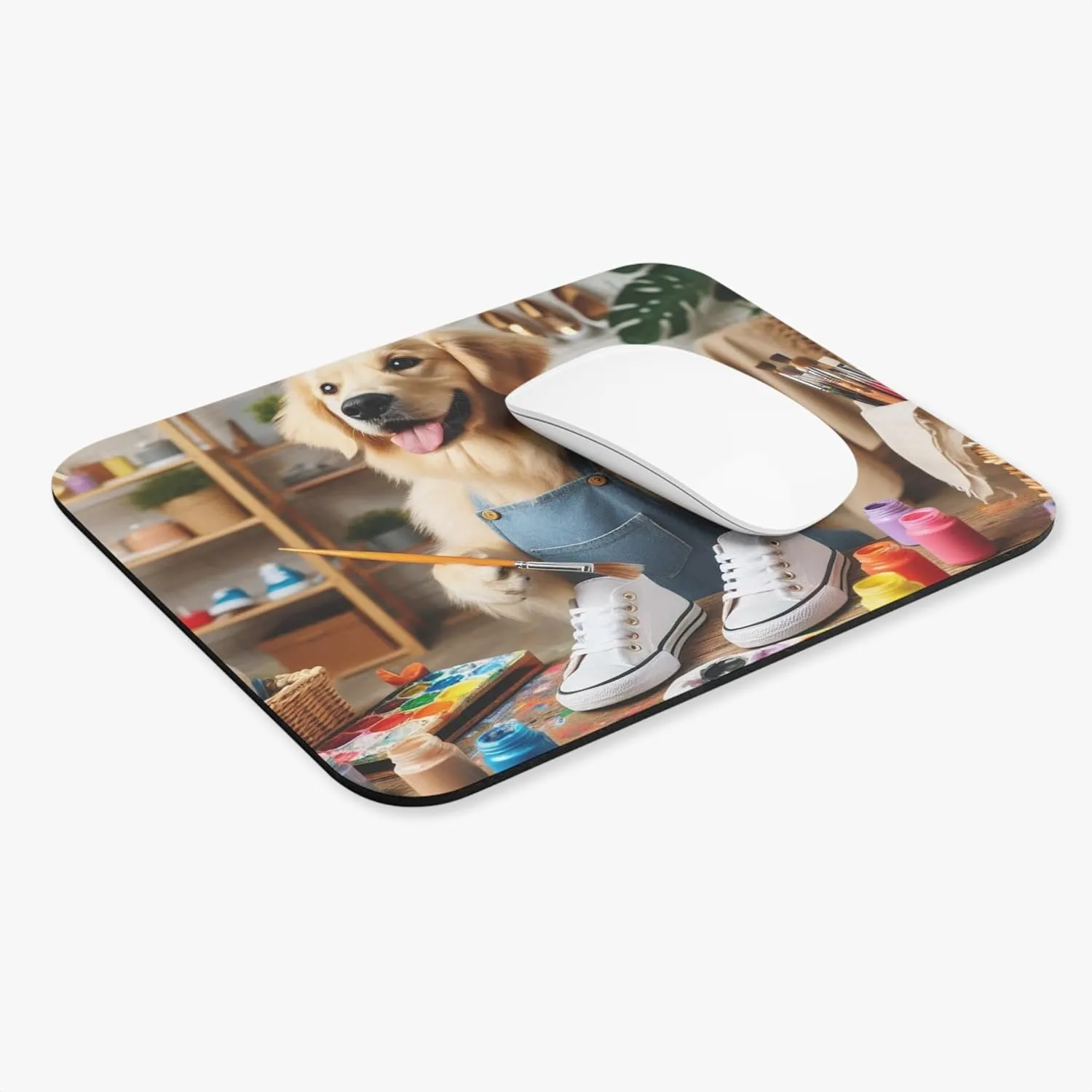 Dog Crafting Custom Sneakers Mouse Pad 9x8 Inch with Rubber Base
