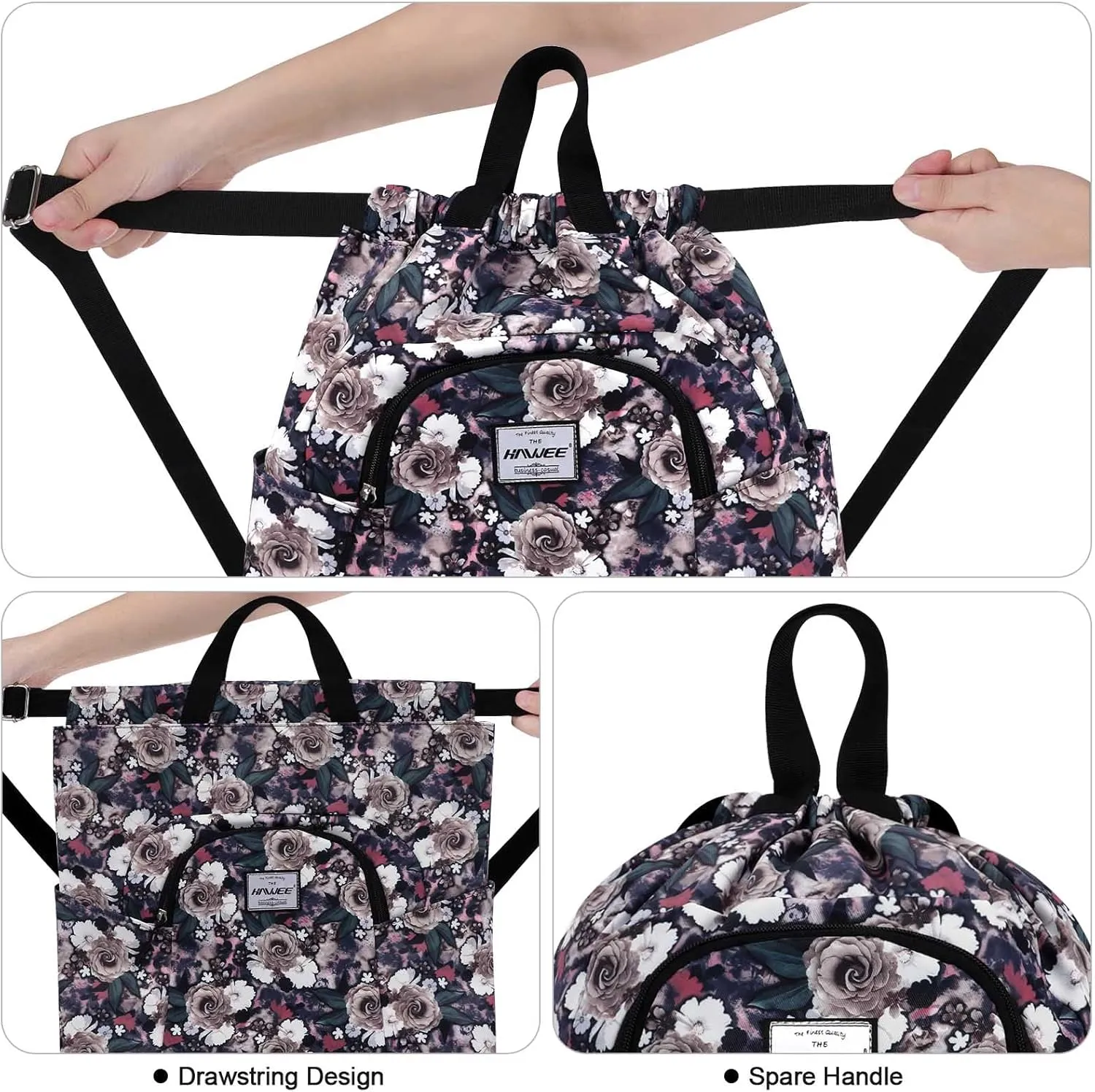 Dry Wet Drawstring Backpack with Shoe Compartment for Women Adjustable Gym Bag