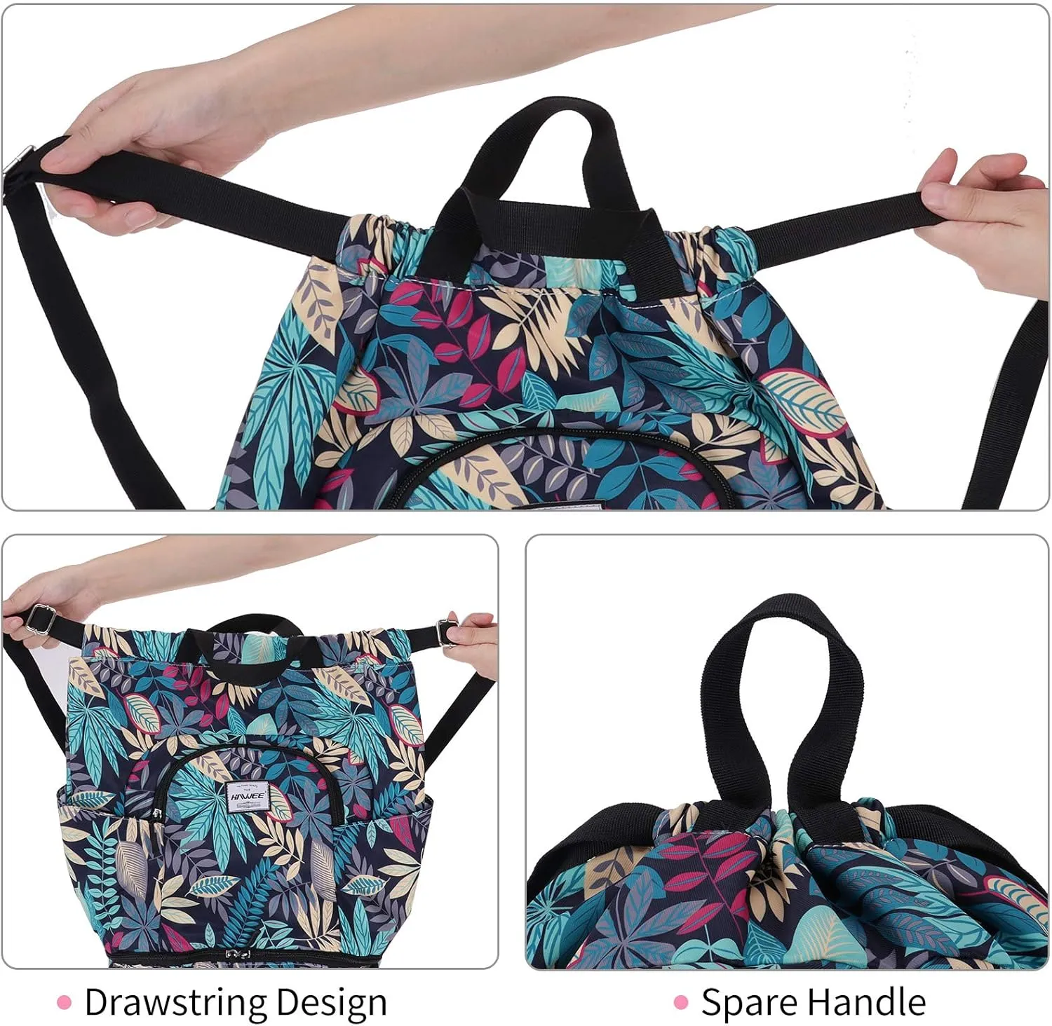 Dry Wet Drawstring Backpack with Shoe Compartment for Women Adjustable Gym Bag