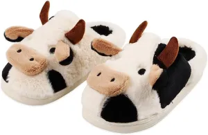 dubuto Cute Cow Slipper for Girls Boys, Toddler Kids Animal Slippers Cozy Anti-slipe Soft Plush Warm Cozy Home House Slippers for Indoor Outdoor