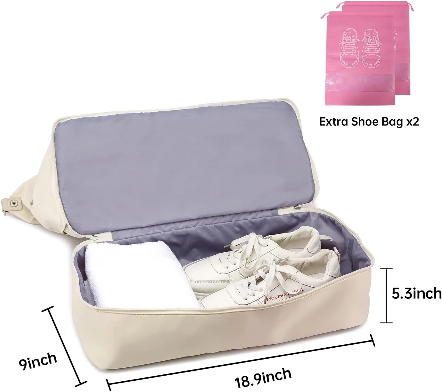 Duffle Bag for Travel, Weekender Bag with Shoe Compartment, Carry On Overnight Bag for Women with Toiletry Bag, Gym Bag with Wet Pocket, Hospital Bags for Labor and Delivery Beige