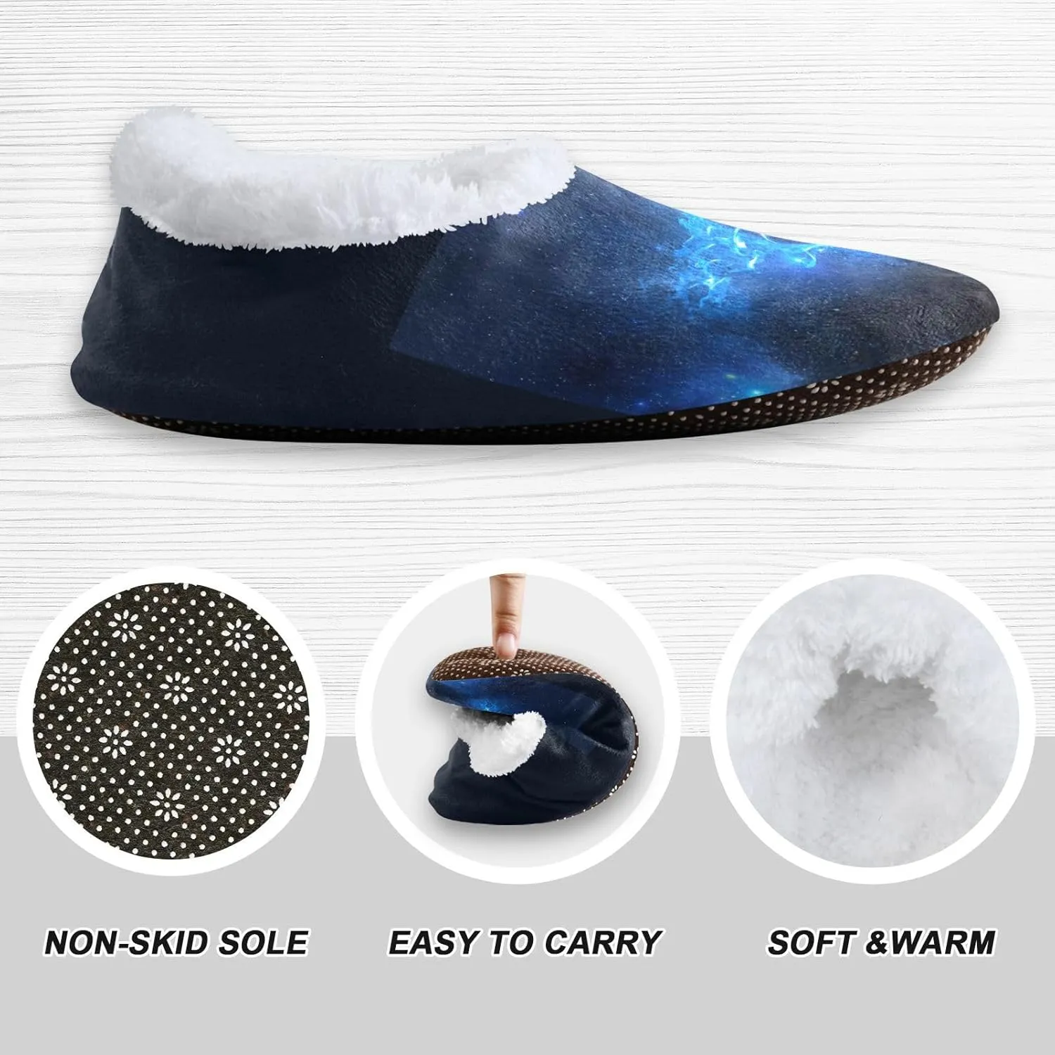 Dussdil Blue Flames Basketball Planet Home Winter Slippers Spa Travel House Slipper Soft Memory Foam Slipper Non Slip for Women Men Hotel Bedroom Shoes Slippers M