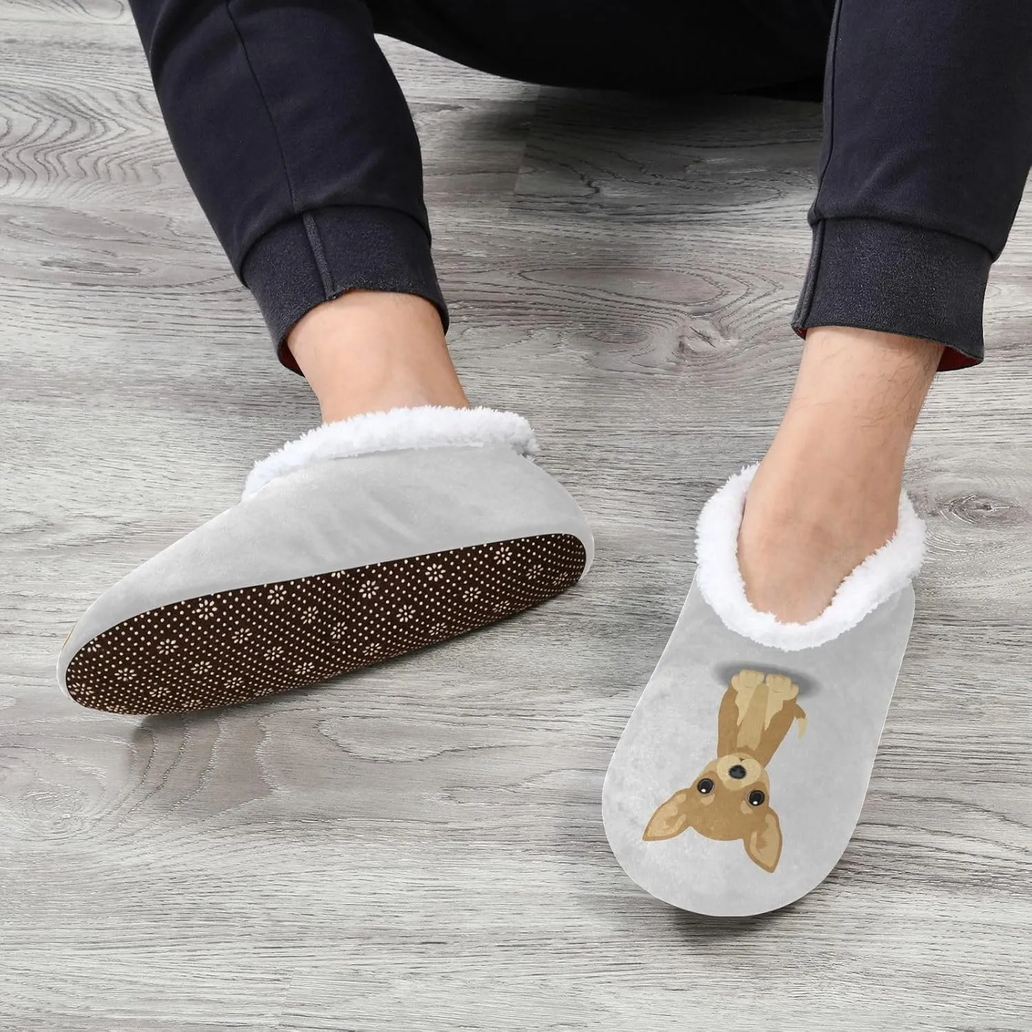Dussdil Chihuahua Puppy Dog Home Winter Slippers Spa Travel House Slipper Soft Memory Foam Slipper Non Slip for Women Men Hotel Bedroom Shoes Slippers M