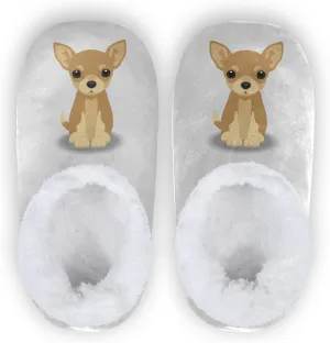 Dussdil Chihuahua Puppy Dog Home Winter Slippers Spa Travel House Slipper Soft Memory Foam Slipper Non Slip for Women Men Hotel Bedroom Shoes Slippers M