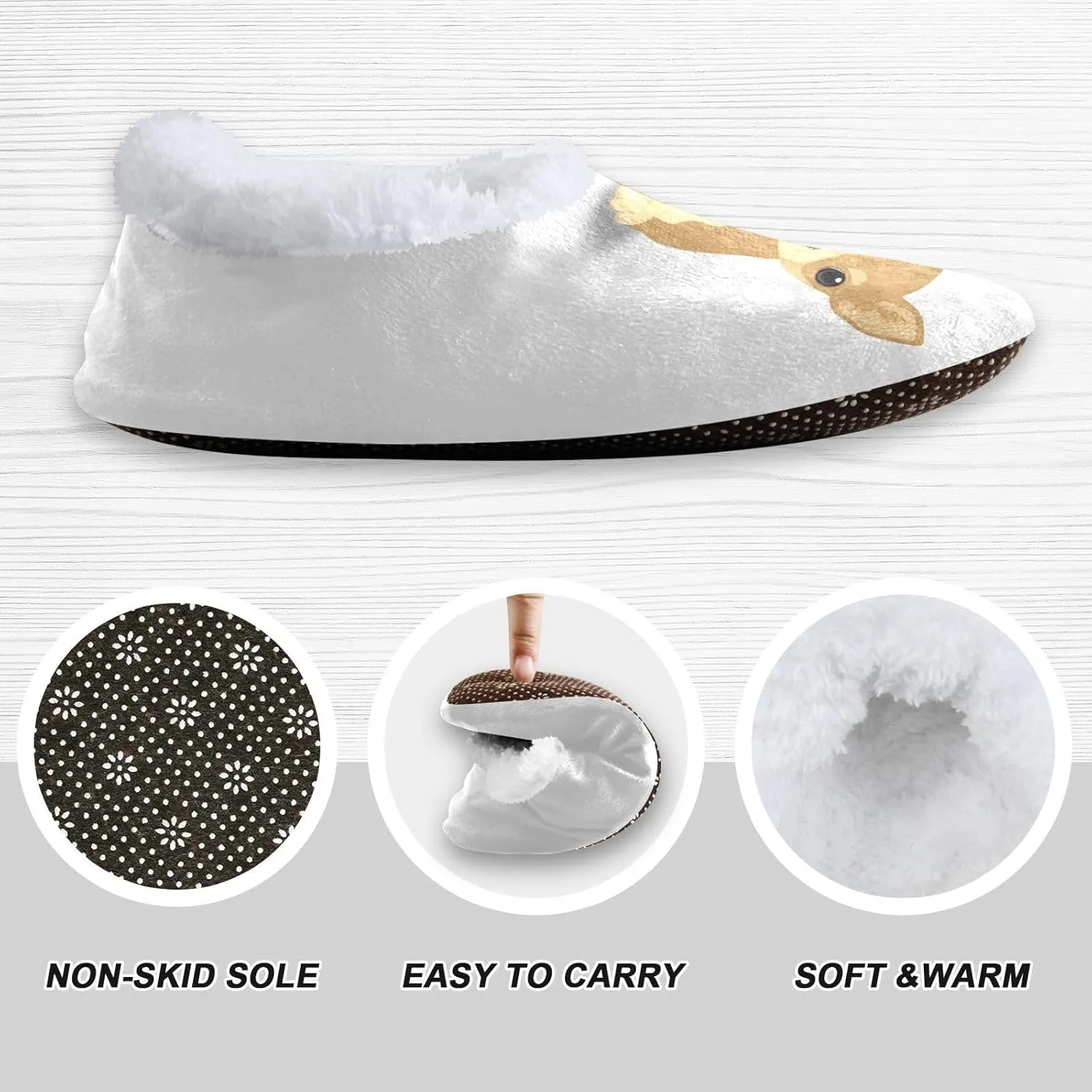 Dussdil Chihuahua Puppy Dog Home Winter Slippers Spa Travel House Slipper Soft Memory Foam Slipper Non Slip for Women Men Hotel Bedroom Shoes Slippers M