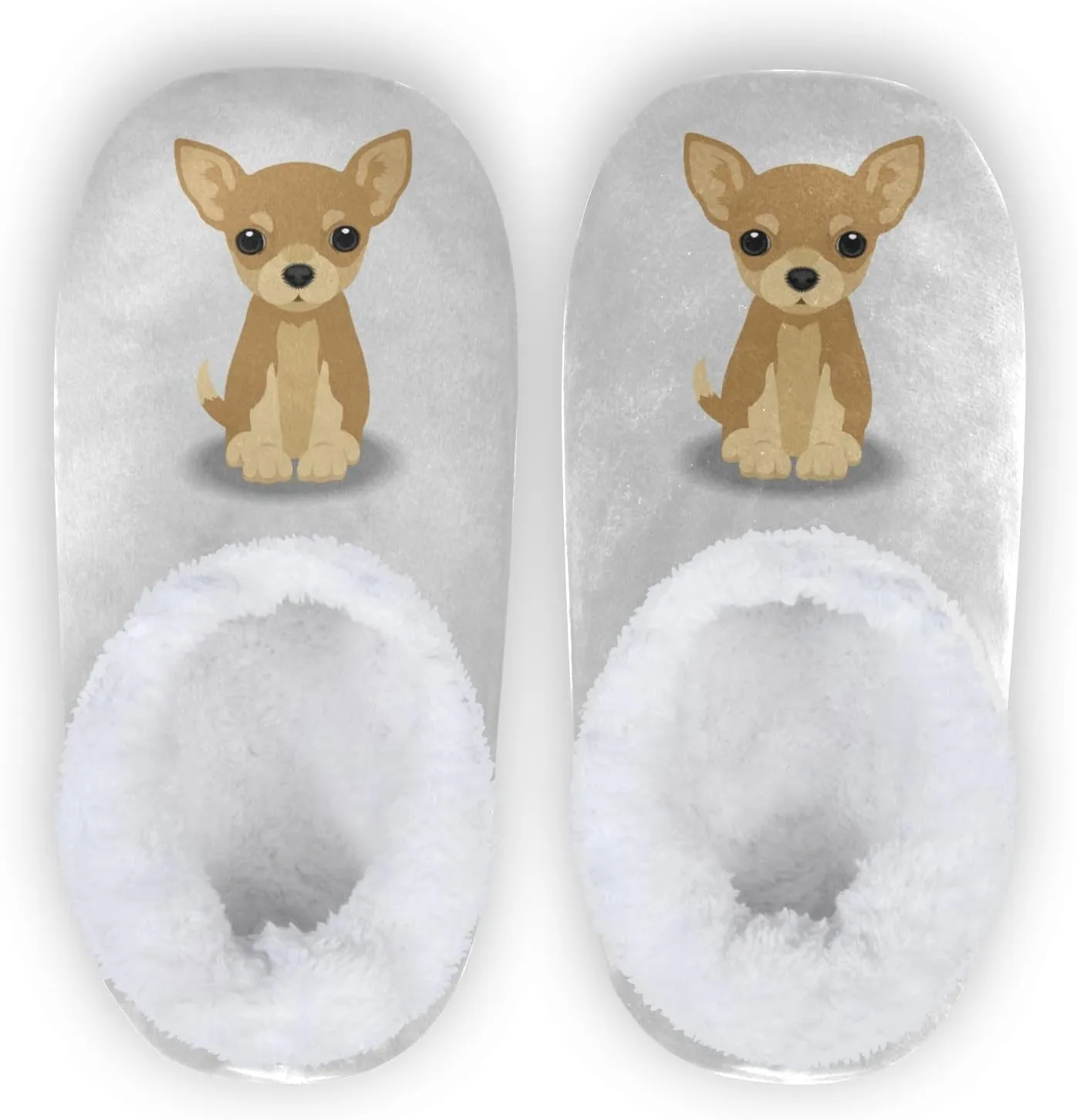 Dussdil Chihuahua Puppy Dog Home Winter Slippers Spa Travel House Slipper Soft Memory Foam Slipper Non Slip for Women Men Hotel Bedroom Shoes Slippers M