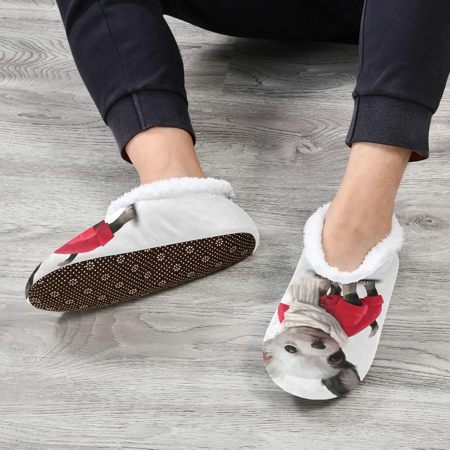 Dussdil Chihuahua Scarf Home Winter Slippers Spa Travel House Slipper Soft Memory Foam Slipper Non Slip for Women Men Hotel Bedroom Shoes Slippers M