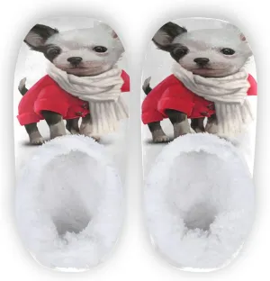 Dussdil Chihuahua Scarf Home Winter Slippers Spa Travel House Slipper Soft Memory Foam Slipper Non Slip for Women Men Hotel Bedroom Shoes Slippers M