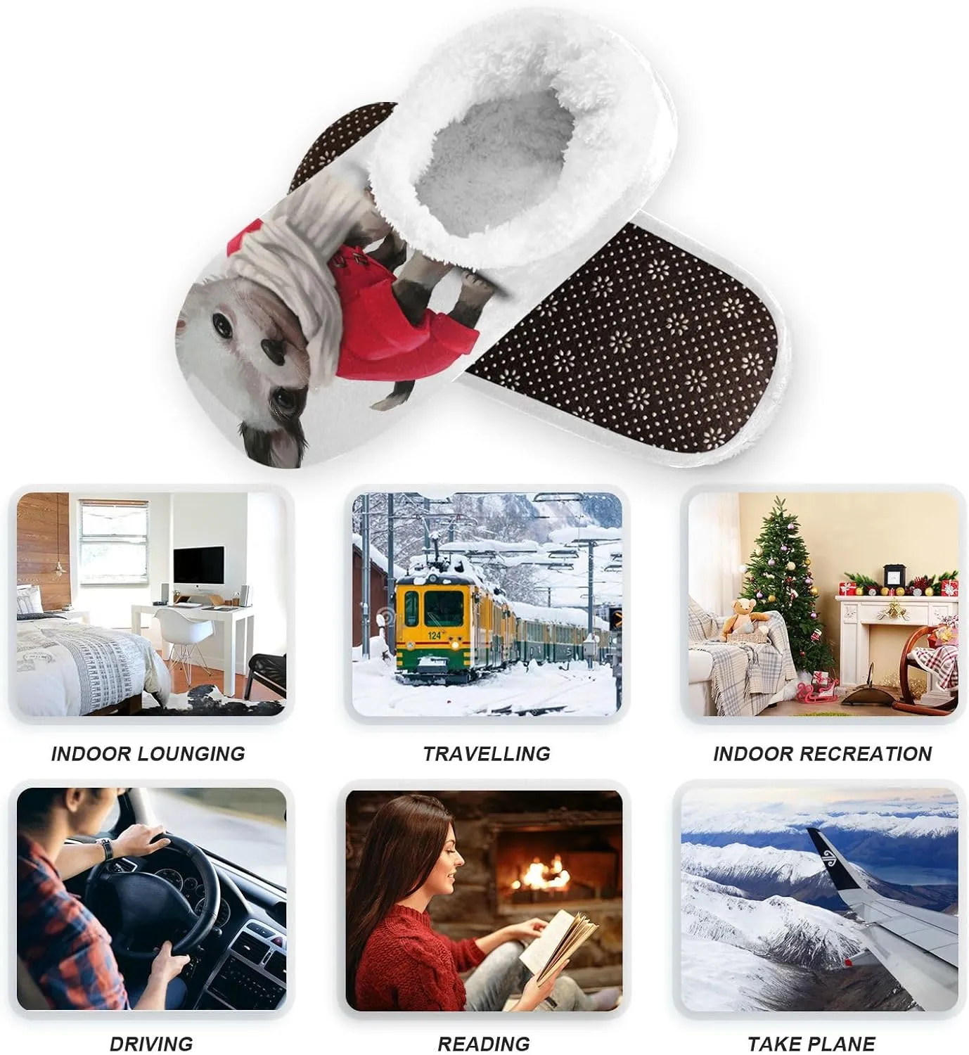 Dussdil Chihuahua Scarf Home Winter Slippers Spa Travel House Slipper Soft Memory Foam Slipper Non Slip for Women Men Hotel Bedroom Shoes Slippers M