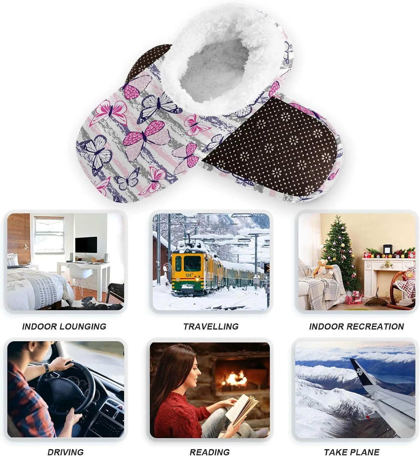 Dussdil Home Winter Slippers Spa Travel House Slipper Soft Memory Foam Slipper Non Slip for Hotel Bedroom Shoes Slippers