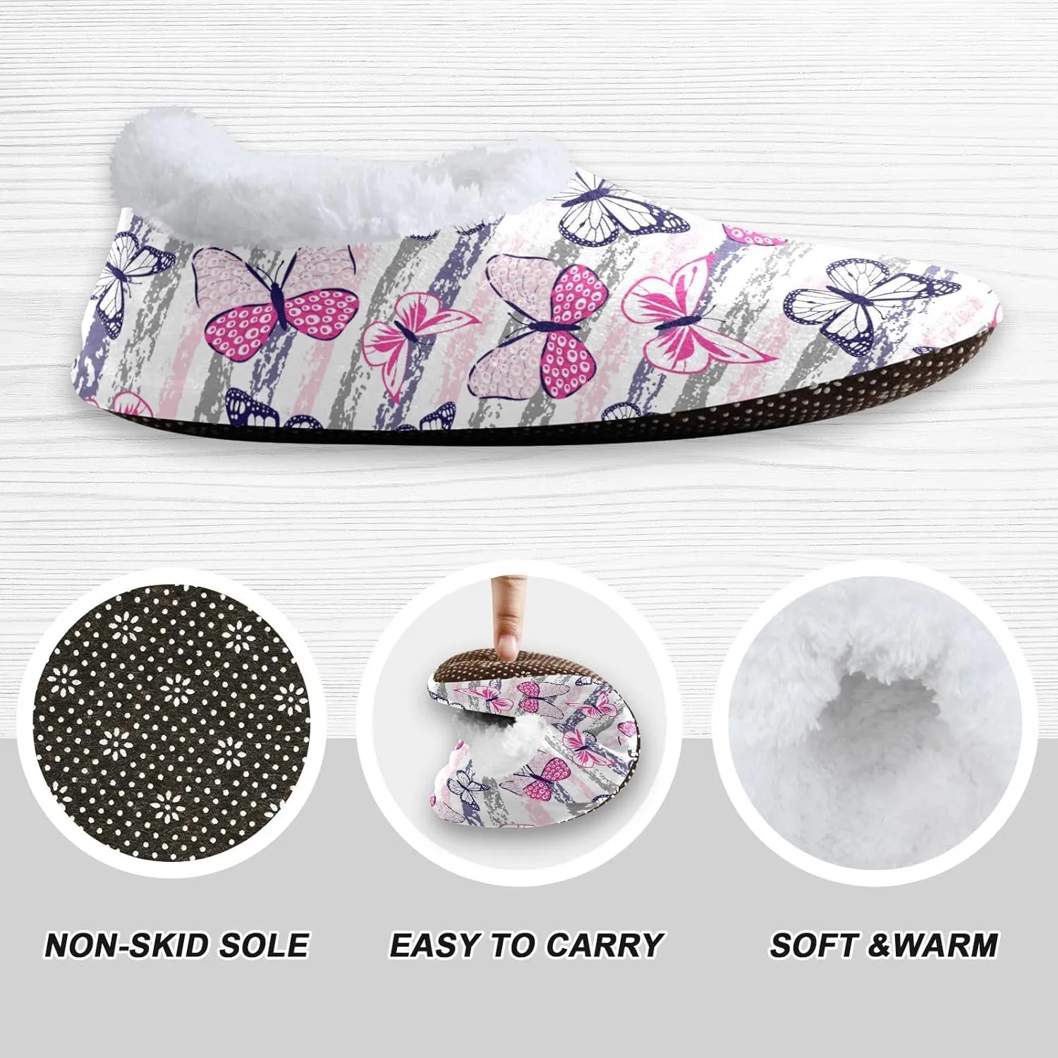 Dussdil Home Winter Slippers Spa Travel House Slipper Soft Memory Foam Slipper Non Slip for Hotel Bedroom Shoes Slippers