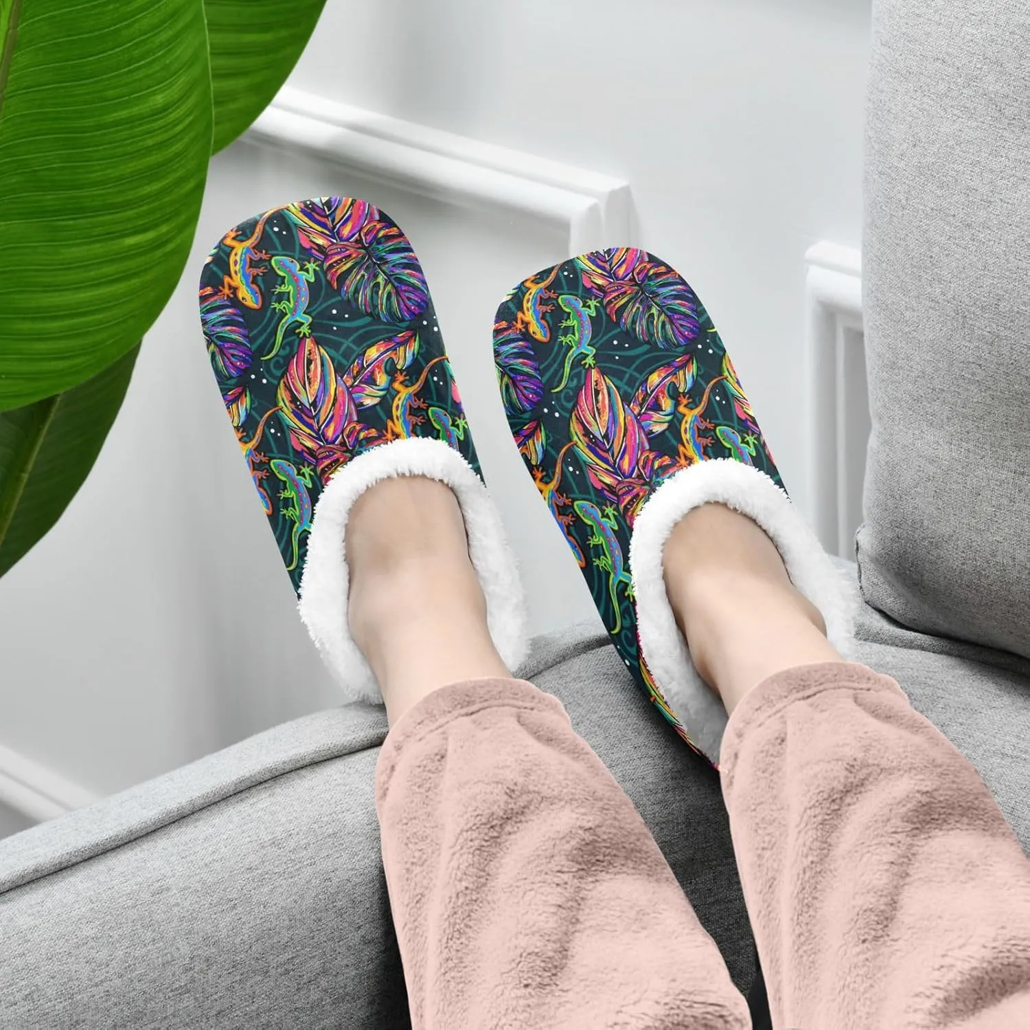 Dussdil Home Winter Slippers Spa Travel House Slipper Soft Memory Foam Slipper Non Slip for Hotel Bedroom Shoes Slippers