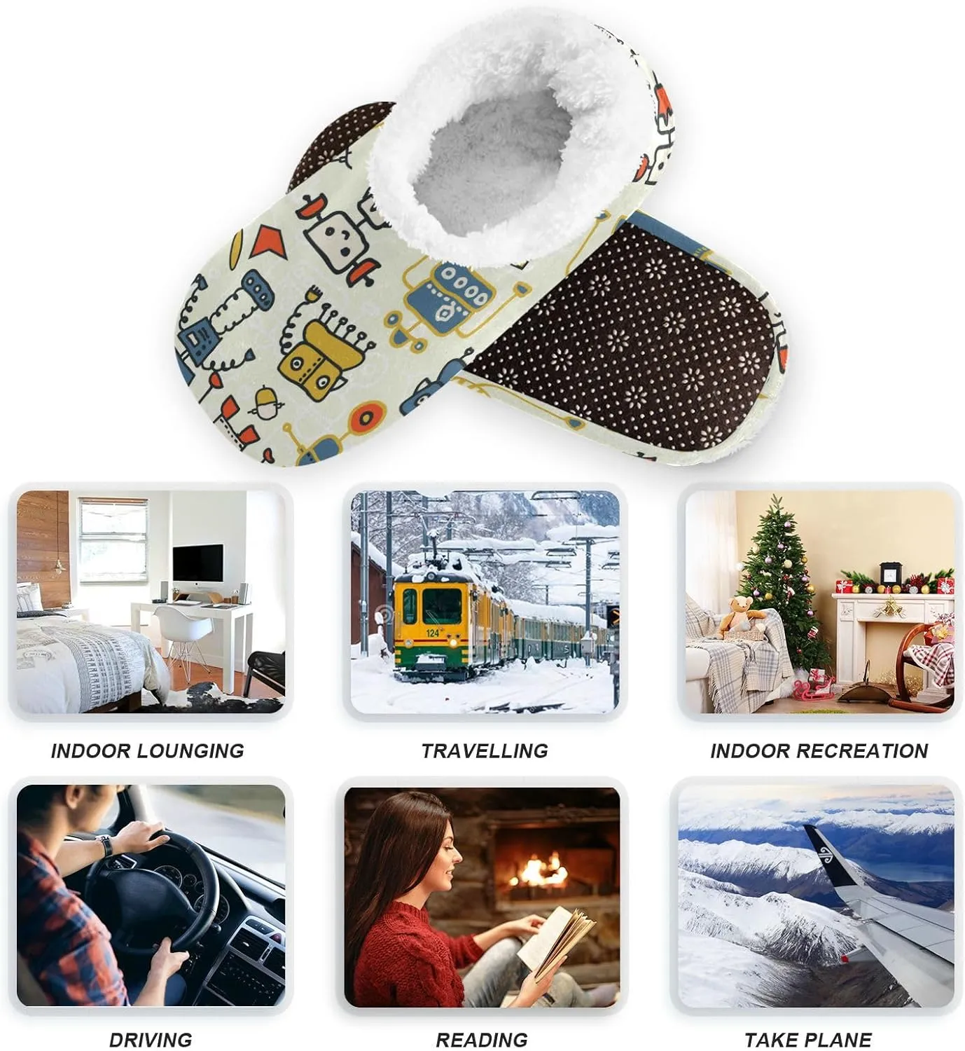 Dussdil Home Winter Slippers Spa Travel House Slipper Soft Memory Foam Slipper Non Slip for Hotel Bedroom Shoes Slippers