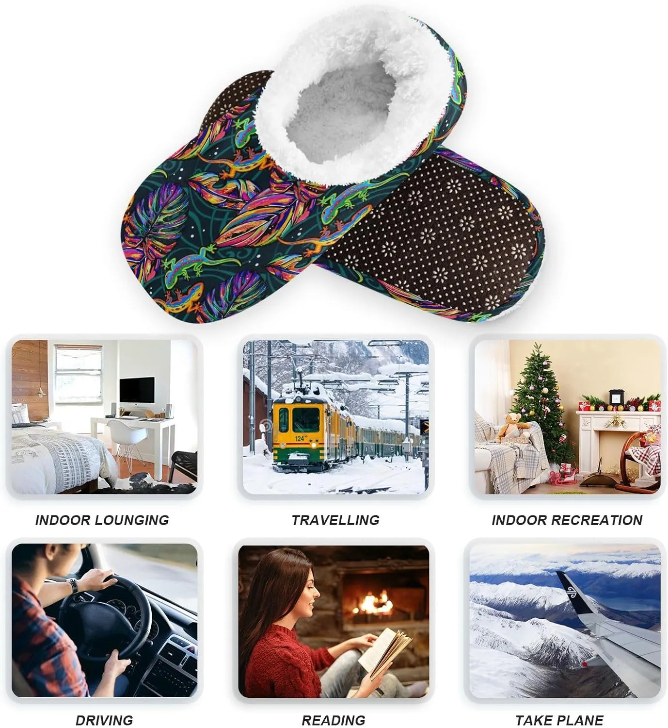 Dussdil Home Winter Slippers Spa Travel House Slipper Soft Memory Foam Slipper Non Slip for Hotel Bedroom Shoes Slippers