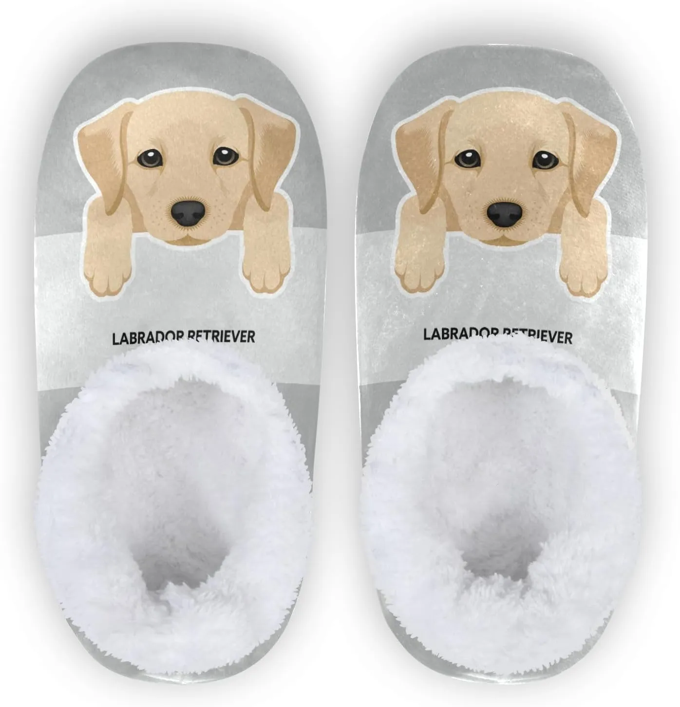 Dussdil Labrador Retriever Puppy Home Winter Slippers Spa Travel House Slipper Soft Memory Foam Slipper Non Slip for Women Men Hotel Bedroom Shoes Slippers M