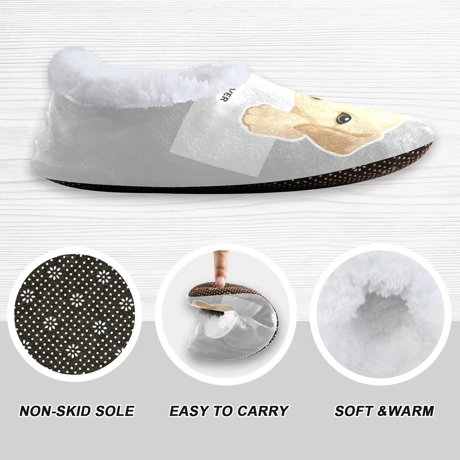 Dussdil Labrador Retriever Puppy Home Winter Slippers Spa Travel House Slipper Soft Memory Foam Slipper Non Slip for Women Men Hotel Bedroom Shoes Slippers M