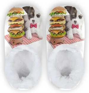 Dussdil Puppy Hamburger Home Winter Slippers Spa Travel House Slipper Soft Memory Foam Slipper Non Slip for Women Men Hotel Bedroom Shoes Slippers M