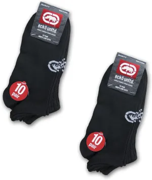 Ecko Men's Black Quick Dry No Show Athletic Socks (10, 20 or 30 Pairs)