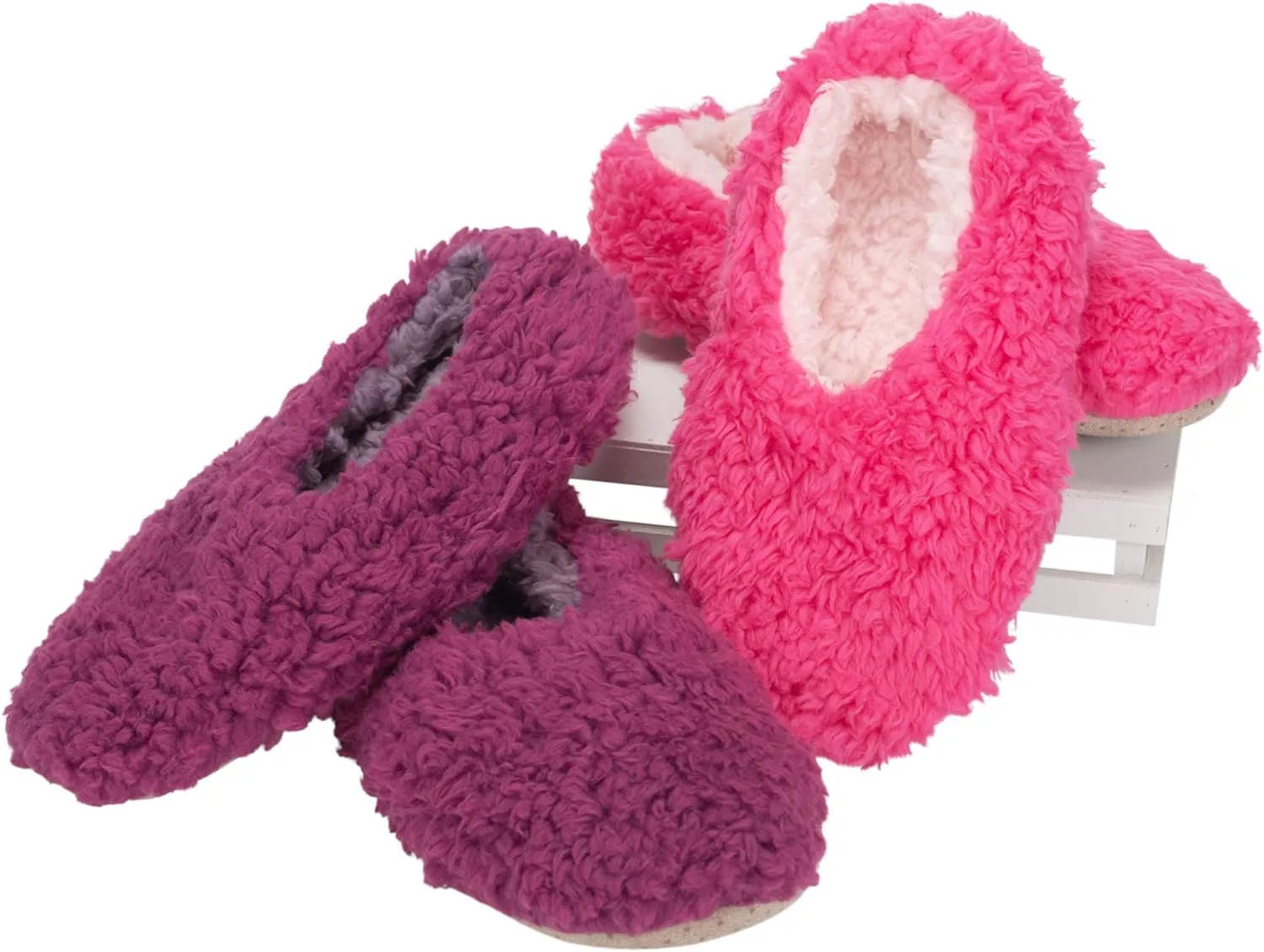 Elanze Designs Two Tone Womens Plush Lined Cozy Non Slip Indoor Soft Slippers