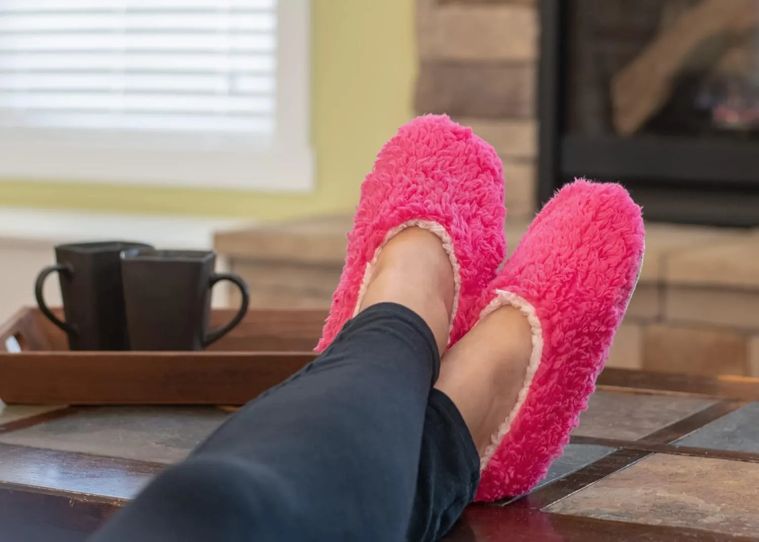 Elanze Designs Two Tone Womens Plush Lined Cozy Non Slip Indoor Soft Slippers