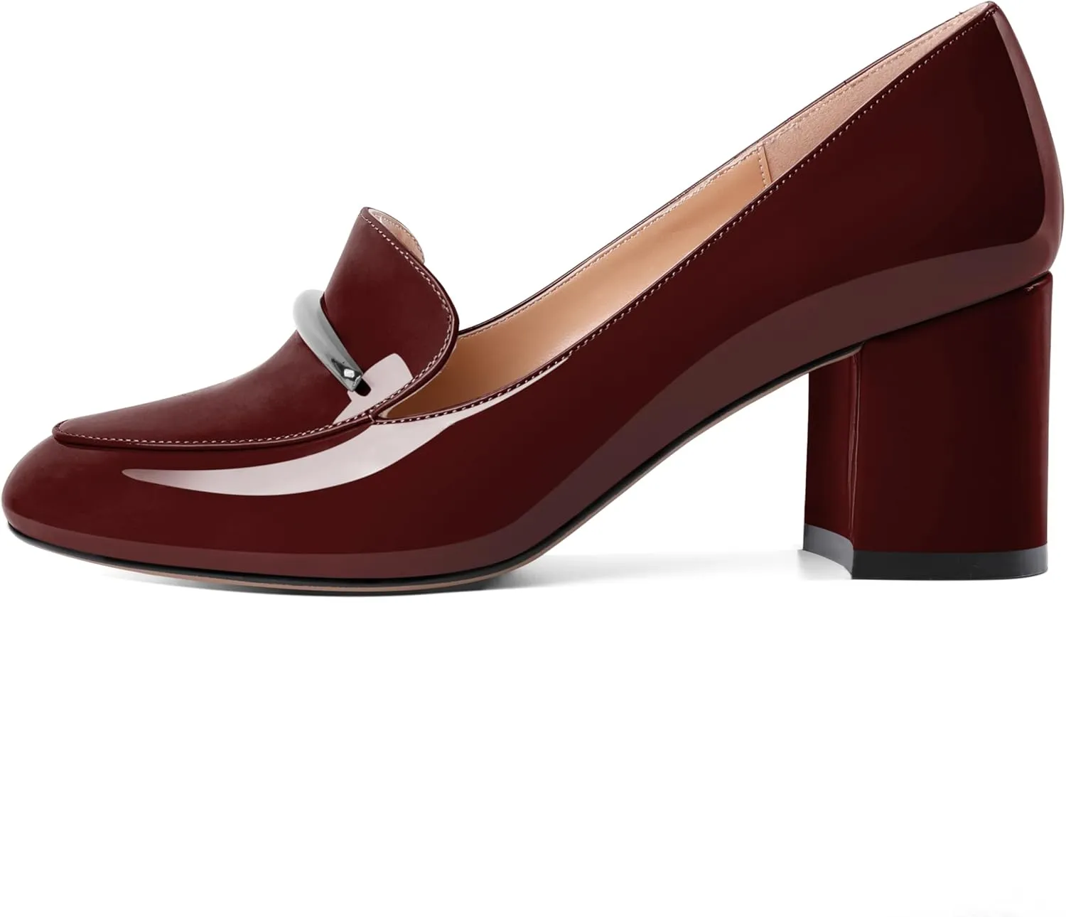 Eldof Women's Pumps Block Heel Round Toe Slip On Chunky Loafer Heel Dress Shoes Pumps for Women 2.5 Inches