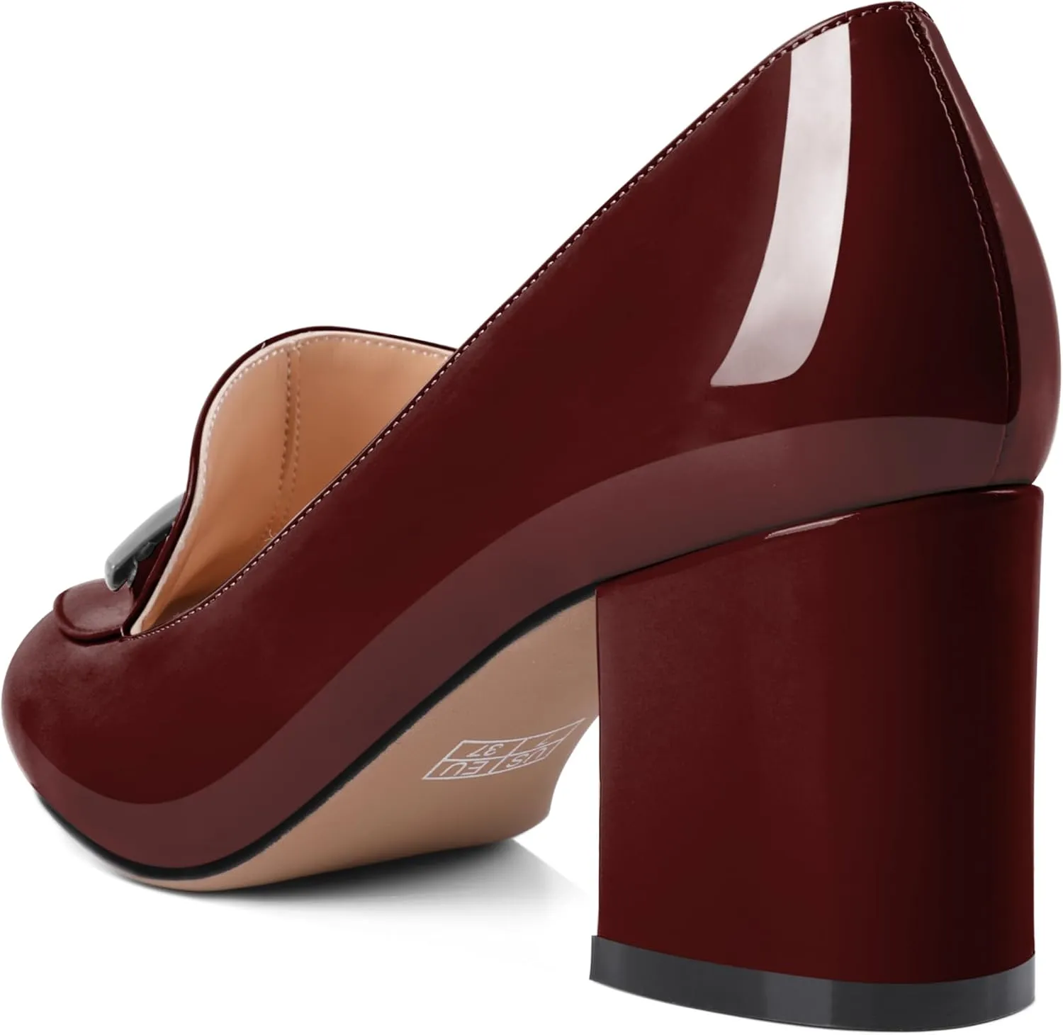 Eldof Women's Pumps Block Heel Round Toe Slip On Chunky Loafer Heel Dress Shoes Pumps for Women 2.5 Inches