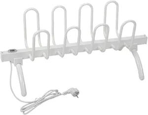 Electric Shoe Dryer with Switch, Heated Towel Rack, Floor-Standing Dry Shoe Rack, Portable Heated Drying Rack for Shoes Boots Socks Gloves, White