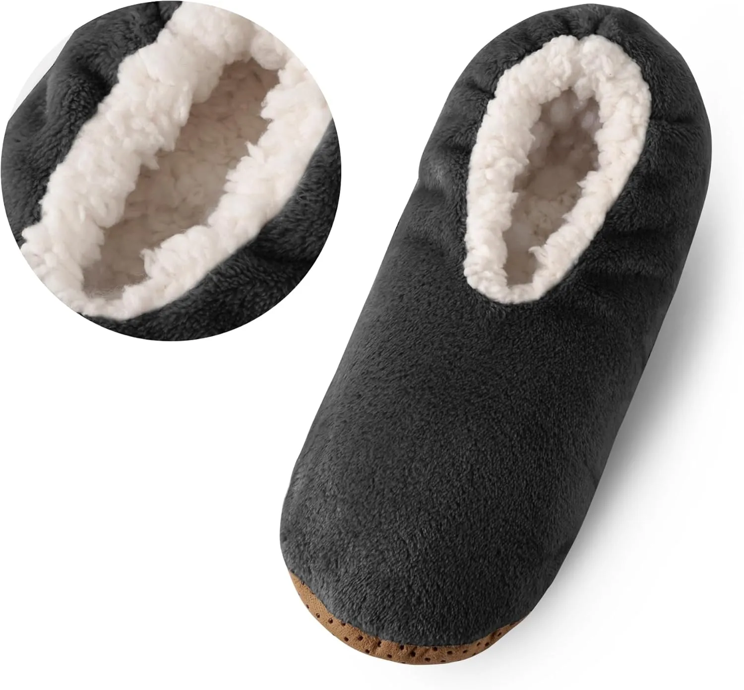 ELFJOY Mens Slipper Socks with Grippers Fuzzy House Slippers for Men Indoor Winter Warm Fleece Lined Sock Slippers