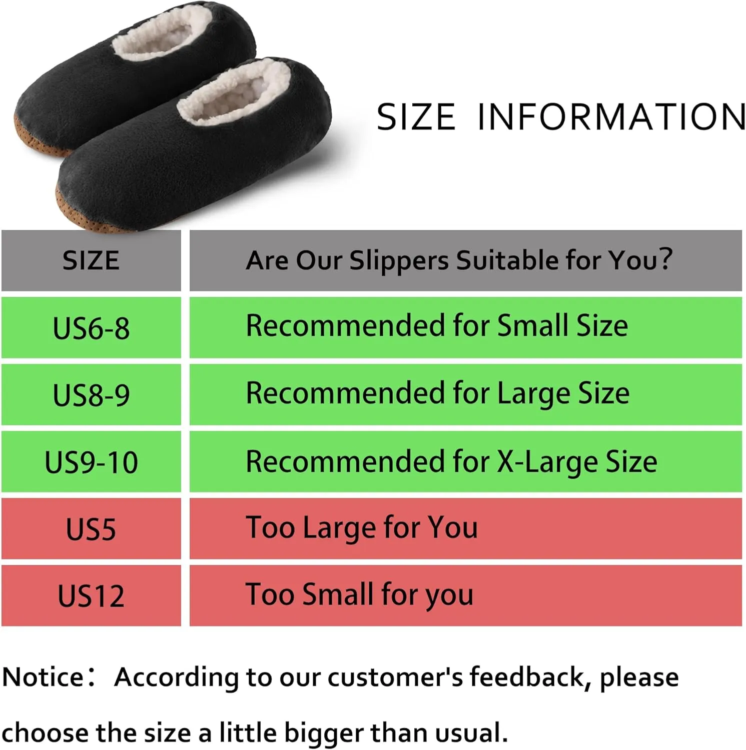 ELFJOY Mens Slipper Socks with Grippers Fuzzy House Slippers for Men Indoor Winter Warm Fleece Lined Sock Slippers