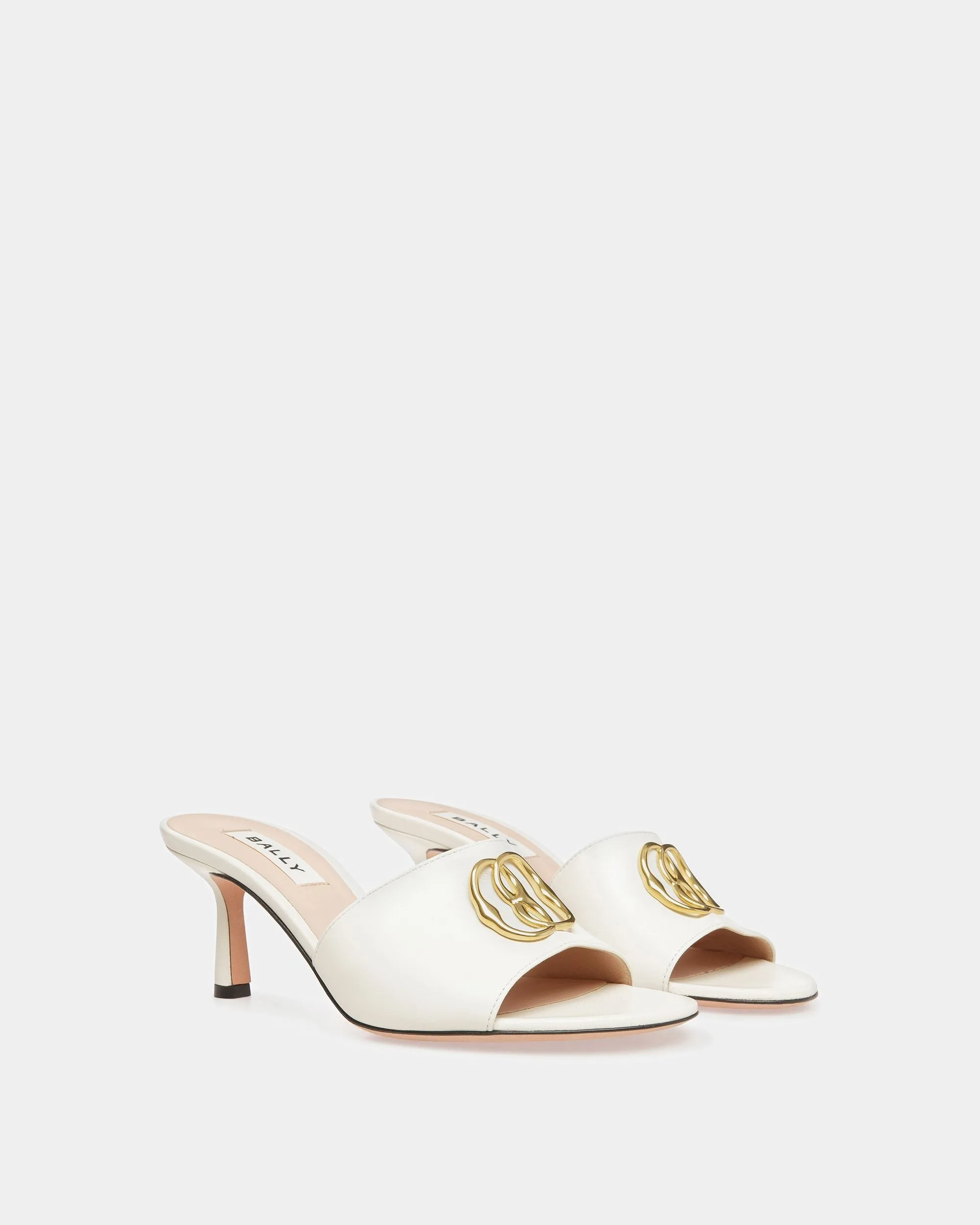 Emblem Sandals In Bone Leather