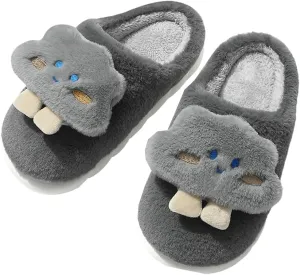 Epsion Women's Comfy Faux Fur Slippers Warm Bedroom Slippers Indoor Outdoor Slipper Cute Cloud Cotton Slippers Anti-Skid Rubber